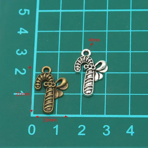 Antique Christmas Bow Knot Candy Cane Charms Alloy Pendants For DIY Handmade Jewelry Making Accessories Retro Festive Decor