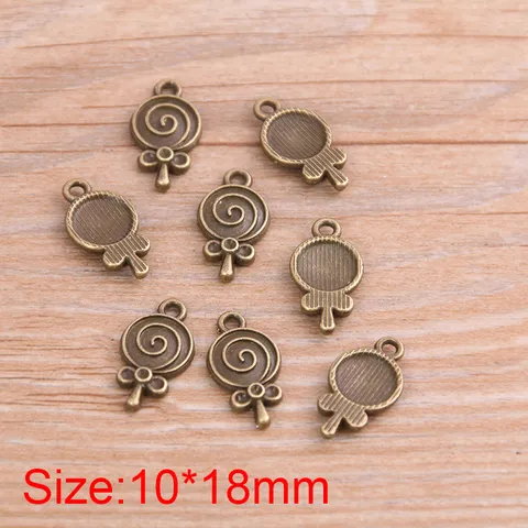 10*18mm DIY Alloy Bow Lollipop Charms Antique Bronze Silver Pendants For Jewelry Making Handmade Accessory Necklace Bracelet