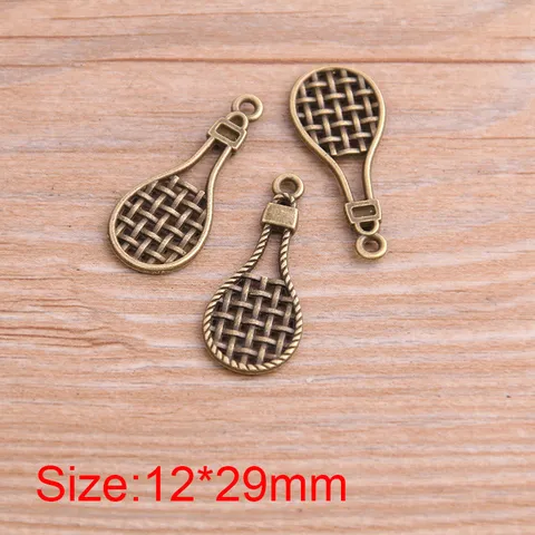 Legierung Tennisschläger Anhänger Sportliche Charms Für DIY Armband Halskette Herstellung Antik Bronze Und Silber Zubehör