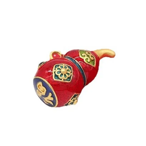 Chinese Style Copper Gold Plated Enamel Gourd Pendant Retro Fortune Charm For DIY Bracelet Necklace Making Accessories Jewelry Gift