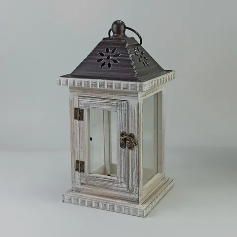 Europäischer Vintage Holz Eisen Kerzenhalter Laterne Dekorativer Leuchter Mit Glasfenster Für Haus Party Weihnachtsdeko