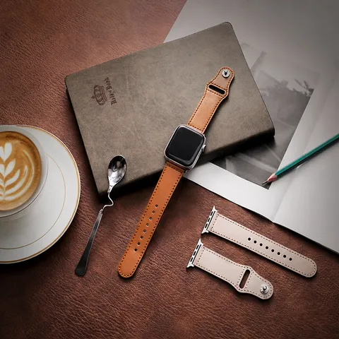 Bracelet de Montre en Cuir Véritable Vintage Bracelet de Rechange Clouté Compatible Avec Montre Intelligente Pour Hommes et Femmes