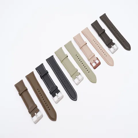 Bracelet de Montre en Cuir Véritable Remplacement Bracelet Smartwatch Avec Boucle Métallique Bracelet Classique Business Décontracté
