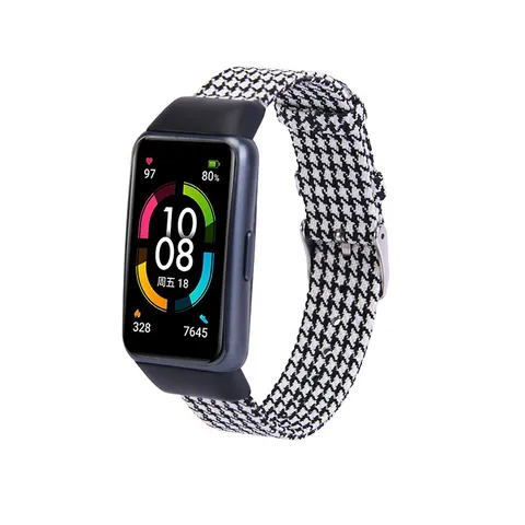 Bracelet de Montre en Toile Compatible Avec Huawei Band 6 Bracelet de Rechange Tissé Accessoires de Mode Ajustables