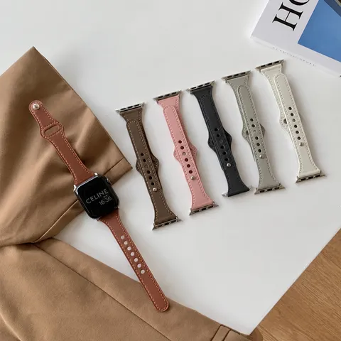 Bracelet de Montre Fine en Cuir Véritable pour Montre Intelligente Bracelet de Rechange Minimaliste Élégant pour Femmes