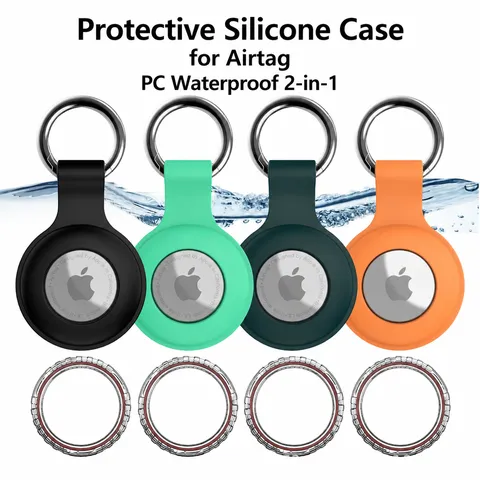 Silicone Protective Case For Airtag Waterproof Holder With Metal Keychain Anti Loss Cover Tech Accessories