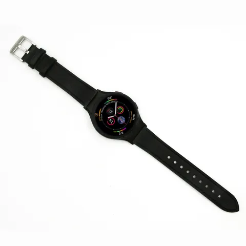 Bracelet de Montre en Cuir Véritable Sangle de Remplacement Pour Samsung Smart Watch Boucle en Acier Inoxydable Extrémité Incurvée Bracelet Tendance