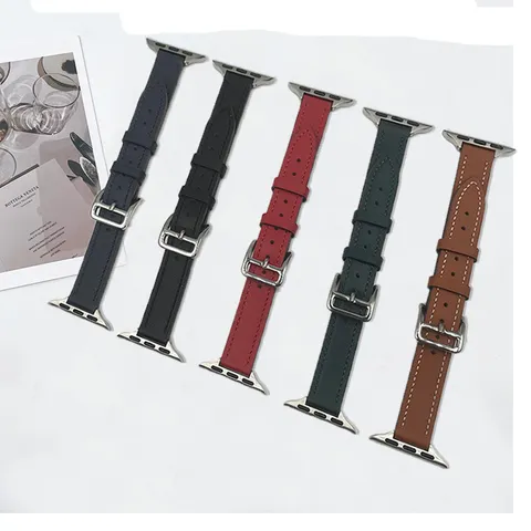 Bracelet de Montre en Cuir Véritable Fin Compatible Avec Bracelet de Remplacement Smartwatch Boucle Ardillon