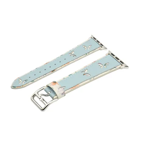 Bracelet de Montre en Microfibre Minimaliste Pour Apple Watch Série 8 7 6 SE Motif Papyrus Floral En Cuir Remplacement