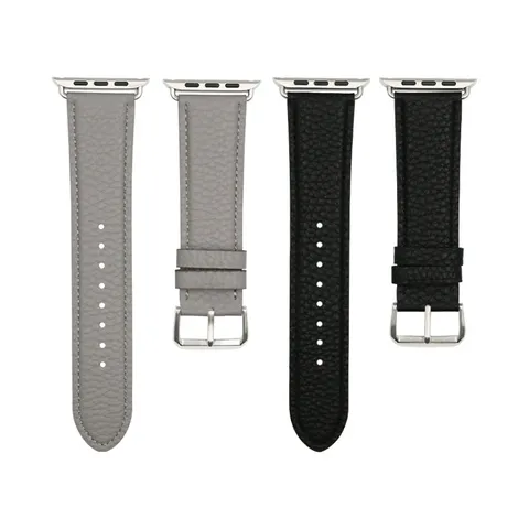 Bracelet de Montre en Cuir de Remplacement Motif Litchi Compatible Avec Apple Watch Series Ultra Hommes Femmes Accessoires