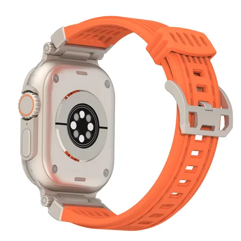 Silicone Watch Band With Metal Buckle Hollow Breathable Replacement Wrist Strap For Smartwatch Ultra Series