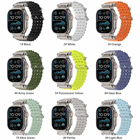 Silicone Ocean Band For Smartwatch Ultra Series 49mm 45mm 44mm 42mm Breathable Sports Replacement Strap Wristwatch Band