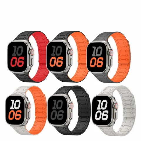 Silicone Magnetic Watch Band For Smart Watch Ultra Series Strap Dual Color Replacement Wristband Sport Accessories