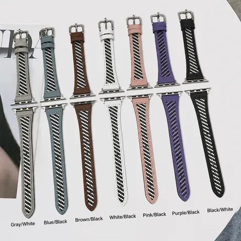 Bracelet de Montre en Cuir Véritable Compatible Avec Bracelet Apple Watch Design Sergé Boucle Ardillon en Acier Inoxydable
