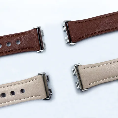 Bracelet de Montre en Cuir Minimaliste Sangle de Remplacement Avec Double Rivet Pour Bracelet Smartwatch Avec Boucle Métallique