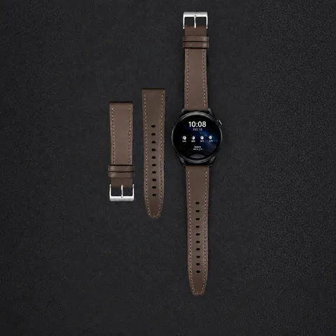 Bracelet de Montre en Cuir Véritable d'Affaires Minimaliste Bande de Remplacement Pour Montre Intelligente Ajustement Universel
