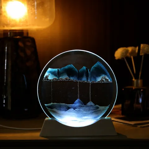 Leuchtende Treibsand Malerei Ornament 3D Dynamische Fließende Sandkunst Bild LED Licht USB Betriebene Glas Heimdekoration
