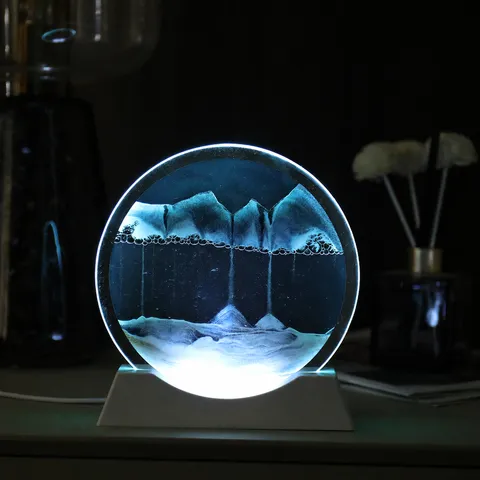 Leuchtende Treibsand Malerei Ornament 3D Dynamische Fließende Sandkunst Bild LED Licht USB Betriebene Glas Heimdekoration