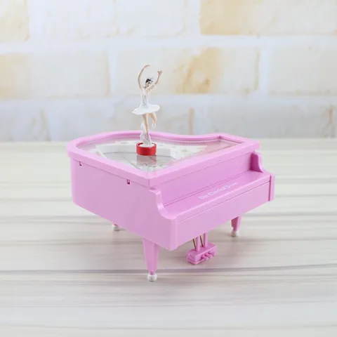 Creative Piano Music Box Rotating Ballerina Girl Musical Box Plastic Desktop Ornament Birthday Gift Home Decor