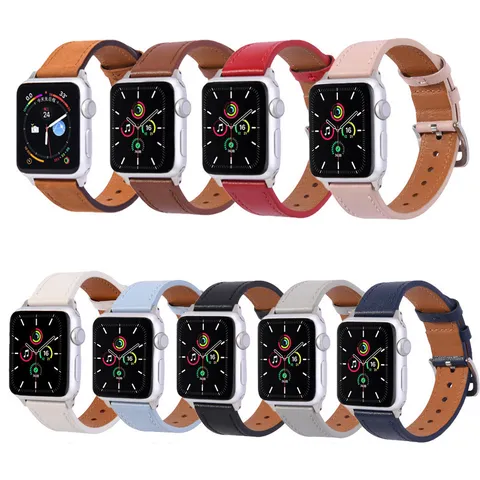 Bracelet de Montre en Cuir Véritable Sangle de Remplacement Compatible Avec Montre Intelligente Style Affaires Minimaliste Accessoire Élégant