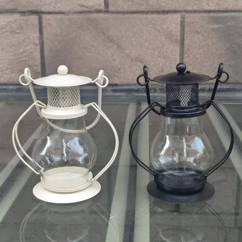 Creative Iron Glass Jelly Candle Holder Retro Mini Lantern Tabletop Decorative Ornaments Romantic Birthday Gift