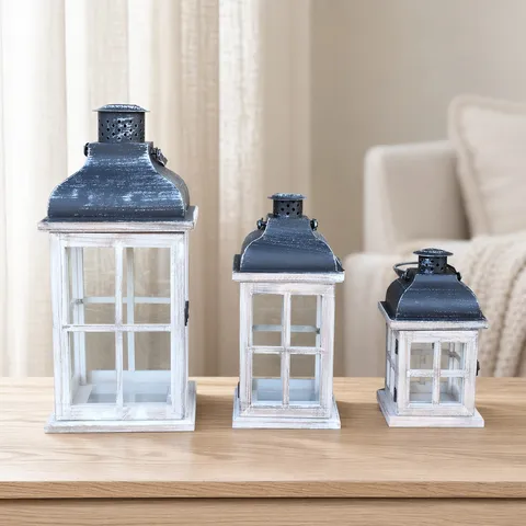 Vintage Wooden Candle Holder Nordic Style Decorative Wind Lamp Retro Candle Stand Home Decor Wooden Lantern