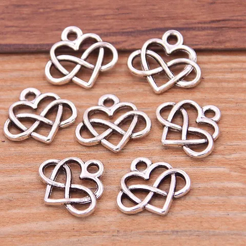 Alloy Hollow Out Heart Infinity Symbol Charm Pendants Electroplated Antique Silver Finish Crafting Findings For DIY Jewelry Bag Making Accessoires