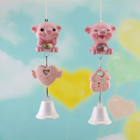 Süßes Cartoon Schwein Windspiel Duftend Mückenabweisend Hängende Ornament Vinyl Metall Glocke Heim Dekor Geschenk