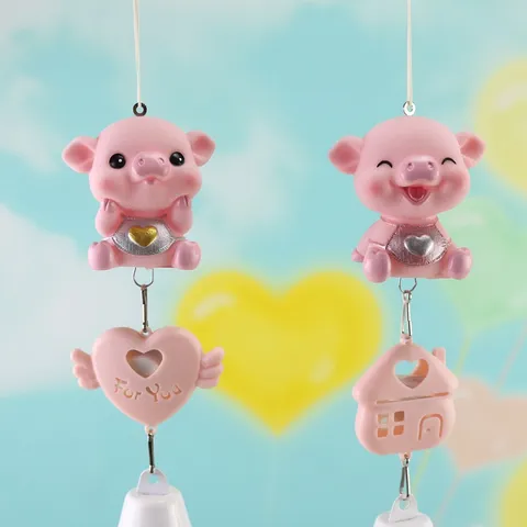 Süßes Cartoon Schwein Windspiel Duftend Mückenabweisend Hängende Ornament Vinyl Metall Glocke Heim Dekor Geschenk