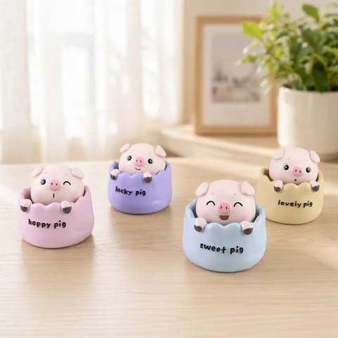Süßes Wackelkopf Schwein Harz Figur Kreativ Auto Armaturenbrett Dekor Geburtstag Torte Ornament Tischdekoration Tier Statue Geschenk