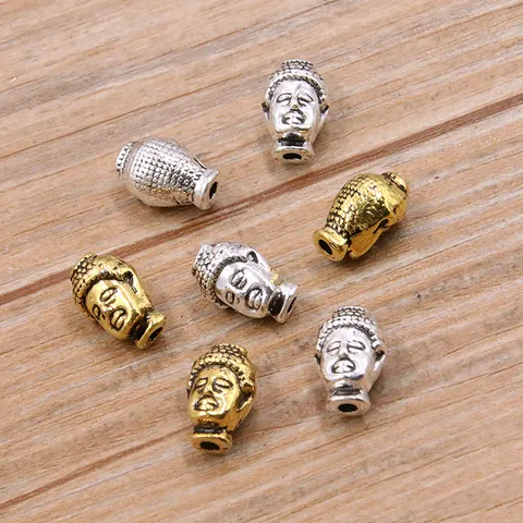 Zinklegering Boeddha Hoofd Kralen Groot Gat Spacer Kralen Voor DIY Sieraden Maken Religieuze Charme Boeddha Hoofd Antiek Goud Zilver Brons Kralen