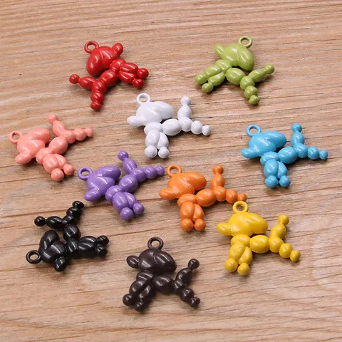 Zinc Alloy Colorful Balloon Dog Charms Pendants For DIY Jewelry Making Necklaces Bracelets Crafts Cute Animal Charms