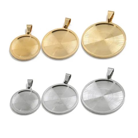 Base per Ciondolo Rotondo in Acciaio Inossidabile per Creazione Gioielli Fai da Te Vassoio per Gemme Base per Cabochon Accessori per Ciondoli