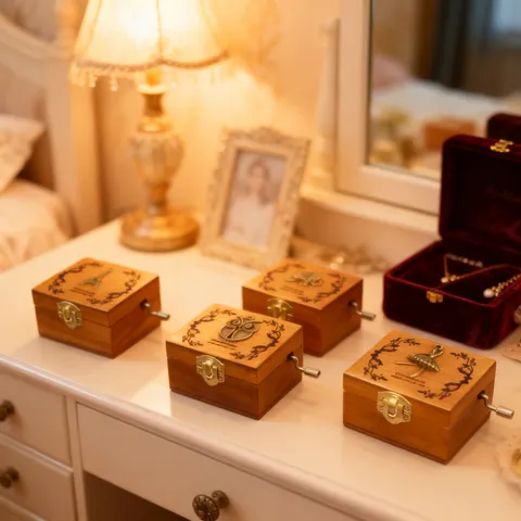 Vintage Wooden Hand Crank Music Box Miniature Mechanical Musical Box Retro Craft Home Decor Birthday Gift