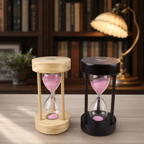 Creative Wooden Frame Glass Hourglass Timer Sand Clock Desktop Ornament Home Office Decorative Art Craft Gift