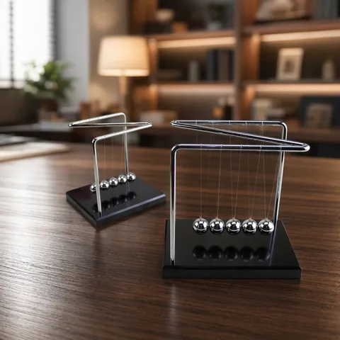 Z Shaped Newtons Cradle Balance Balls Solid Wood Base Metal Bracket Physics Science Toy Desktop Office Home Decor Ornament