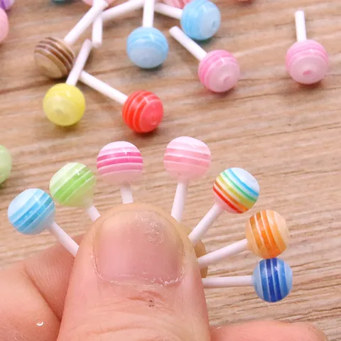 Mixed Color Resin Lollipop Nail Art Charms Sweet Candy Fashion DIY Jewelry Making Accessories Mini Alloy Pendants