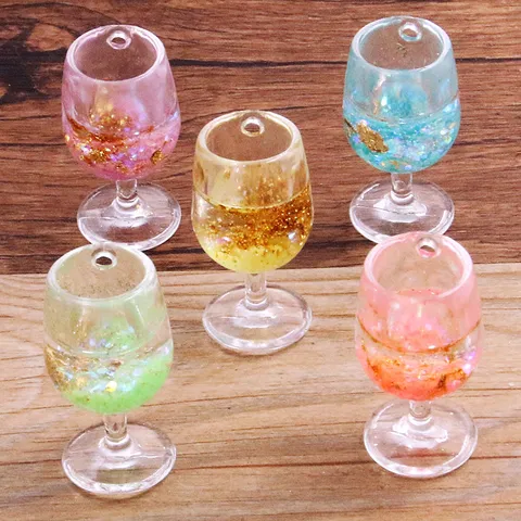 DIY Μενταγιόν Ποτήρι Κρασιού από Ρητίνη Με Υγρό Γκλίτερ Φωτεινό Στο Σκοτάδι Αξεσουάρ Μπρελόκ για Χειροτεχνία Κοσμημάτων