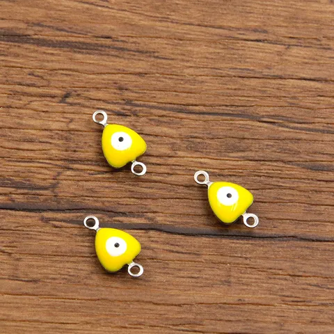 Stainless Steel Heart Evil Eye Connector Charm Enamel Double Loop Jewelry Findings For DIY Bracelet Necklace Making Jewelry Accessory