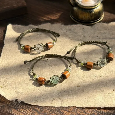 Original Design Handmade Woven Crystal Bracelet Forest Style Pine Mist Beaded Hand String Women Fashion Jewelry