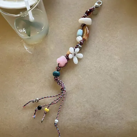 Handmade Colorful Resin Beads Floral Phone Charm Strap Cute Beaded Phone Lanyard Strap Accessories Jewelry Gift