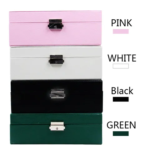 Doppelschichtige Schmuckaufbewahrungsbox Aus Kunstleder Mit Schloss Minimalistischer Großer Schmuck-Organizer Für Ohrringe Halsketten Ringe Armbänder Zuhause