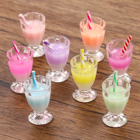 Mini Simulation Resin Beverage Cup Charms For Jewelry Making DIY Keychain Earring Pendants Handmade Craft Accessories