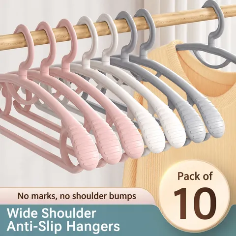 Household Plastic Clothes Hanger Thickened Wide Shoulder Non Slip Drying Rack Seamless Clothes Storage Organizer