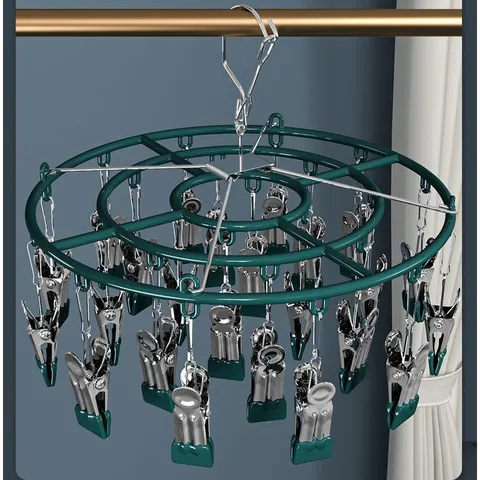 Stainless Steel Drying Rack Multi Clip Sock Hanger Windproof Laundry Drying Hanger For Socks Underwear Baby Clothes