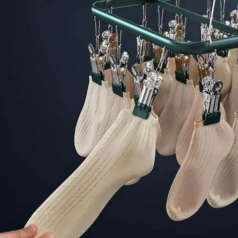 Tendedero Multifuncional de Aleación de Aluminio para Calcetines y Pantalones Colgador de Ropa Antiviento Soporte de Secado Cuadrado para el Hogar