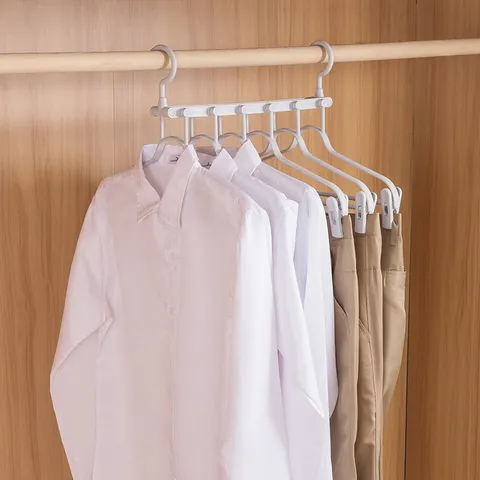 Percha de Ropa Plegable Multifuncional de Plástico Mágico Ahorro de Espacio Organizador de Armario Estante para Ropa de Hogar