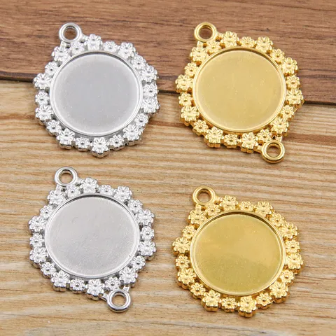 Edelstahl Rund Cabochon Fassung Schmuckherstellung DIY Anhänger Verbinder Spitze Basis Tablett Innendurchmesser Für Ohrring Halskette Armband Herstellung Zubehör
