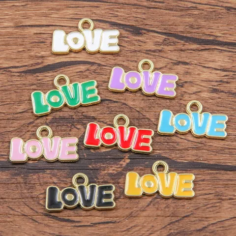 DIY Alloy Enamel Love Letter Pendant Charm Minimalist Alphabet Charm For Jewelry Making Valentine Day Gift
