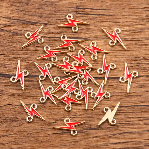 Alloy Lightning Bolt Pendant Charms Double Loop Connectors Enamel Oil Electroplated Drops For DIY Jewelry Bracelet Necklace Findings Making Accessories